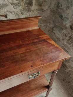 Console en acajou antique avec tiroir et étagère, table de service française, vers 1900