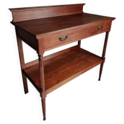 Console en acajou antique avec tiroir et étagère, table de service française, vers 1900