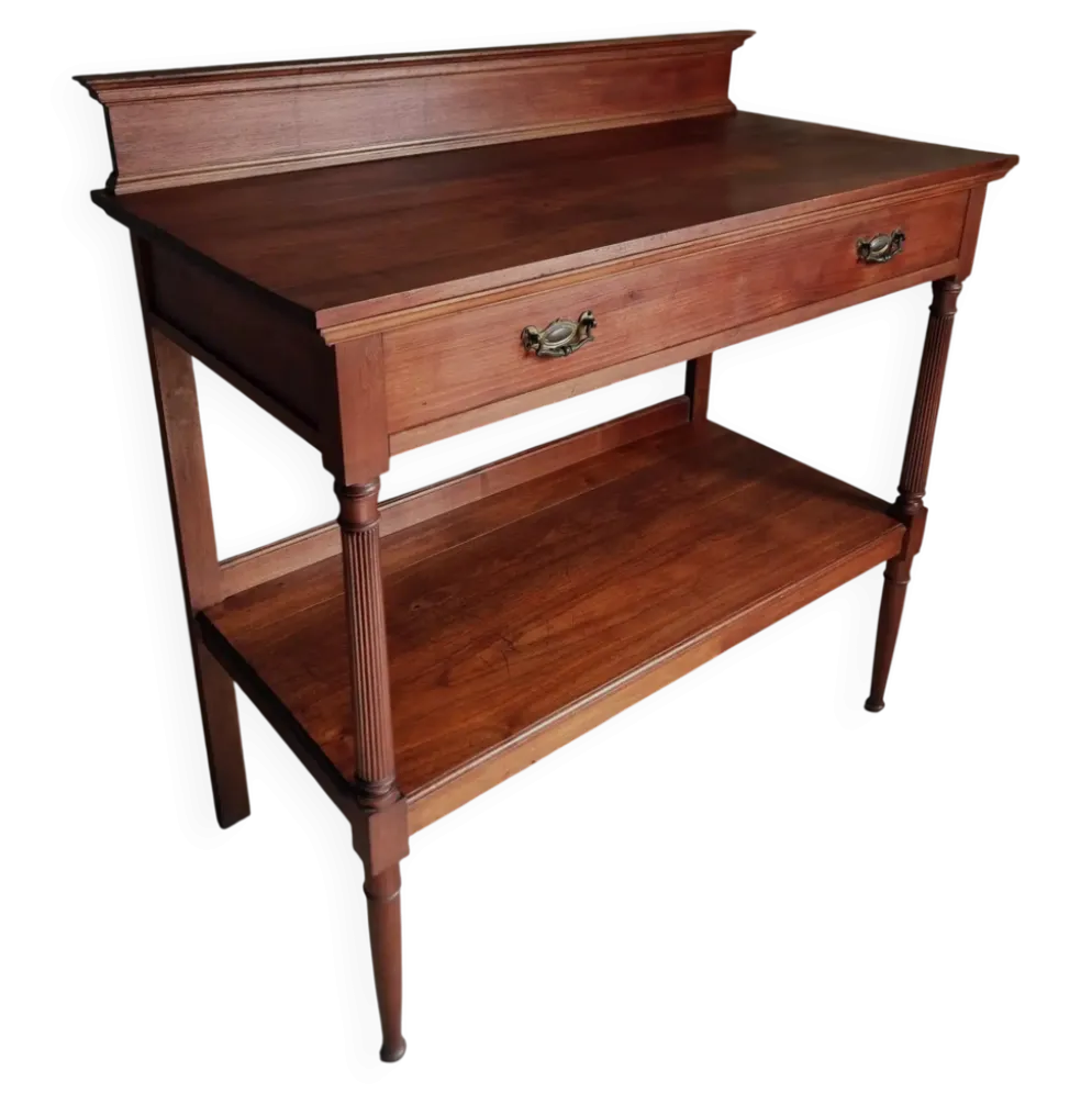 Console en acajou antique avec tiroir et étagère, table de service française, vers 1900