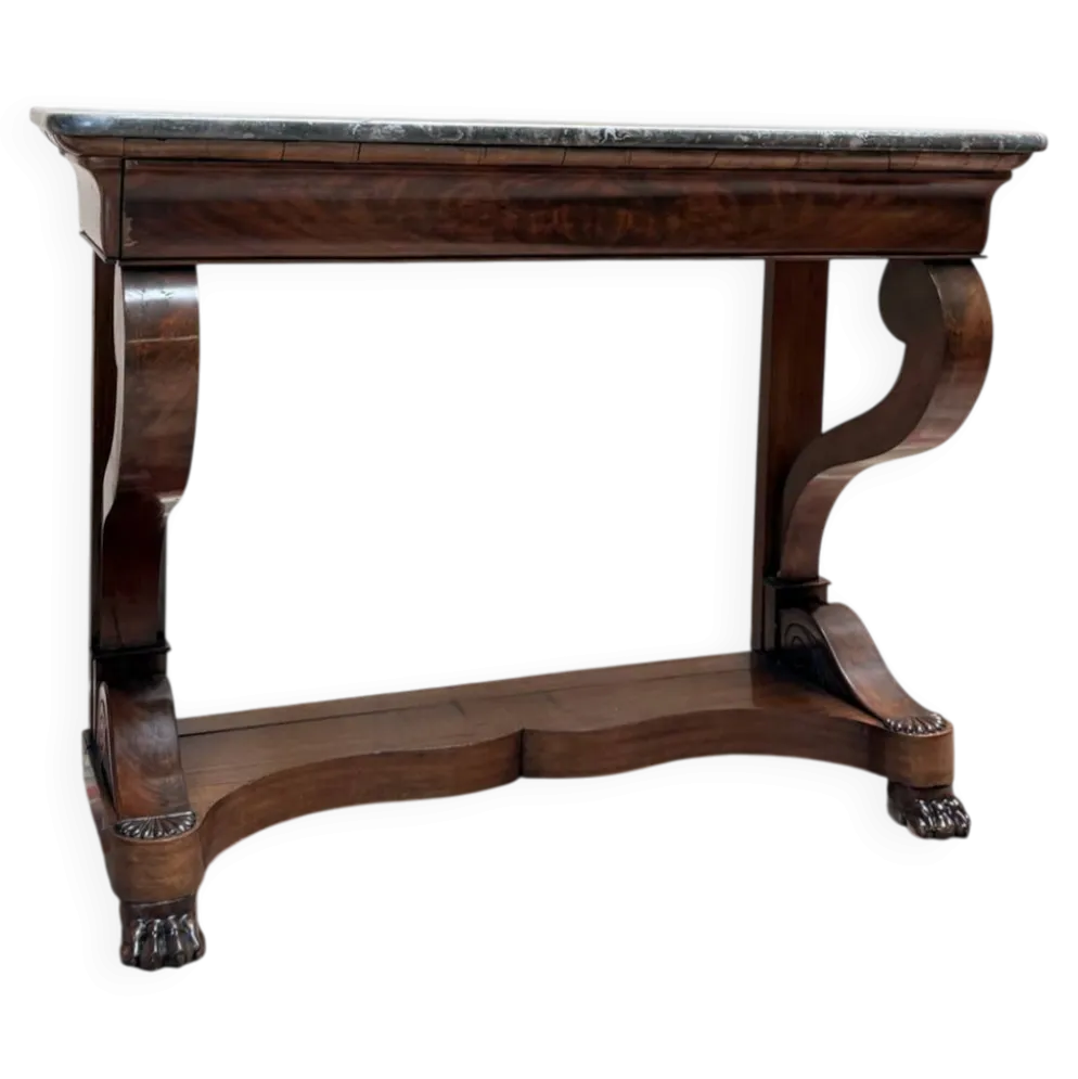 CONSOLE EN ACAJOU D’ÉPOQUE RESTAURATION XIX EME SIÈCLE