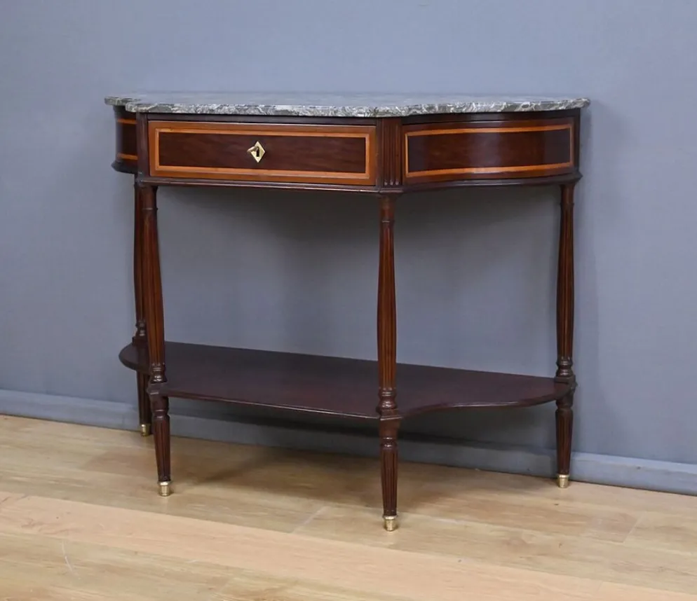 Console en acajou et marbre, époque Louis XVI – fin XVIIIe