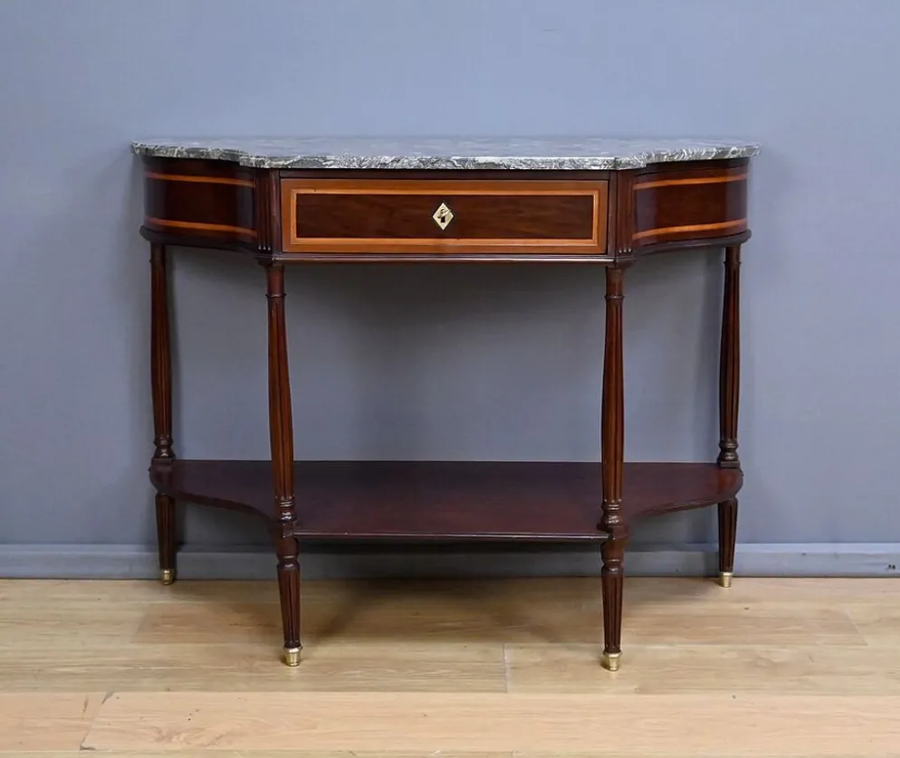 Console en acajou et marbre, époque Louis XVI – fin XVIIIe