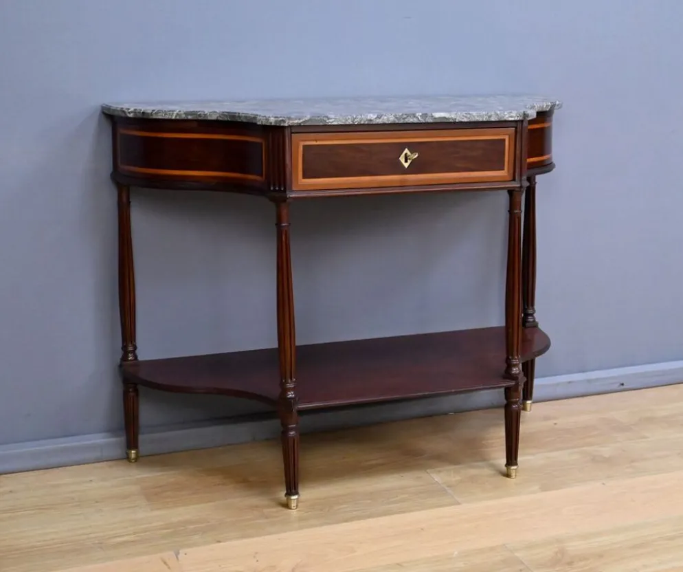 Console en acajou et marbre, époque Louis XVI – fin XVIIIe