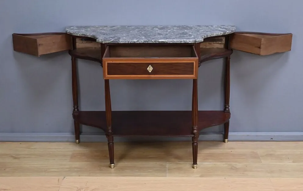 Console en acajou et marbre, époque Louis XVI – fin XVIIIe
