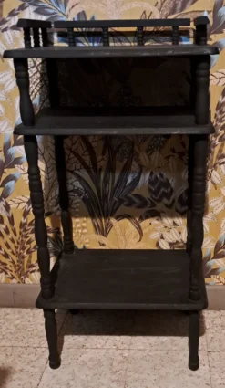 Console en bois coloris noir rénovée