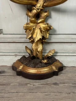 Console En Bois Sculpté Et Doré à L’imitation Du Bois Naturel, Italie Vers 1880