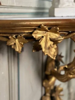 Console En Bois Sculpté Et Doré à L’imitation Du Bois Naturel, Italie Vers 1880