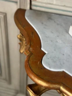 Console En Bois Sculpté Et Doré à L’imitation Du Bois Naturel, Italie Vers 1880