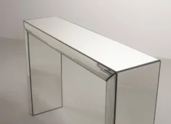 Console en miroir argenté minimaliste et exclusive, fabriquée à la main, objet d'art