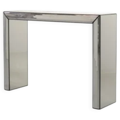 Console en miroir argenté minimaliste et exclusive, fabriquée à la main, objet d'art