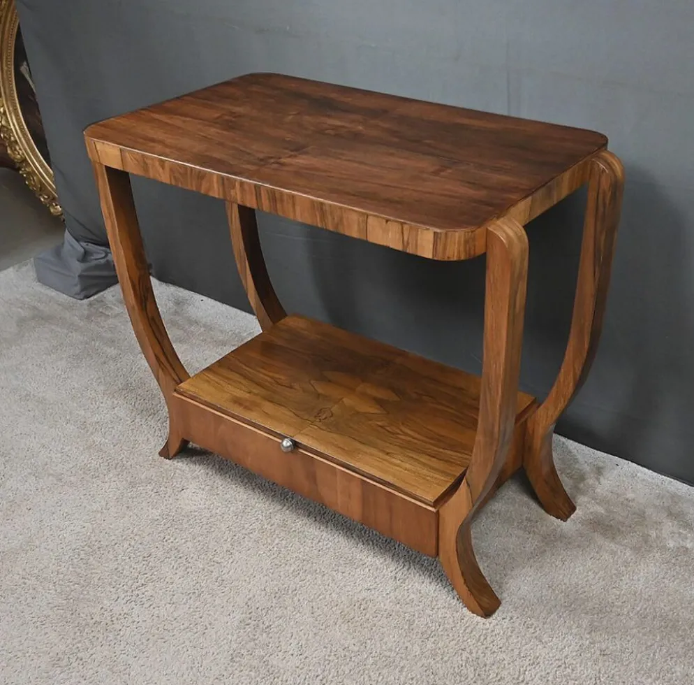 Console en placage de noyer, style art déco – XXe