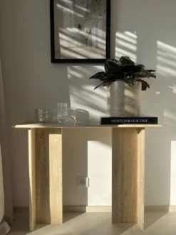 Console en travertin poli design style vintage console travertin brut
