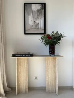 Console en travertin poli design style vintage console travertin brut