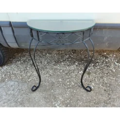Console fer forgé plateau verre