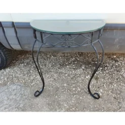 Console fer forgé plateau verre