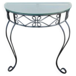Console fer forgé plateau verre
