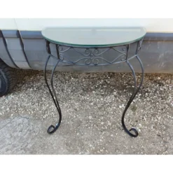 Console fer forgé plateau verre