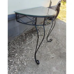 Console fer forgé plateau verre