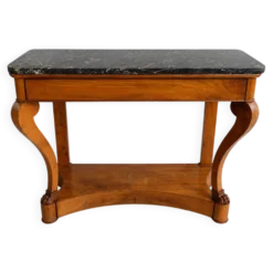 Console française XIXe en merisier et marbre noir, pieds griffes