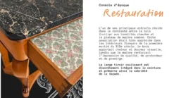 Console française XIXe en merisier et marbre noir, pieds griffes