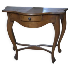 Console galbée style Louis XV / Art Nouveau en bois massif