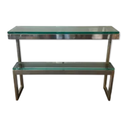 Console « G » par Belgochrom en laiton et verre des années 70