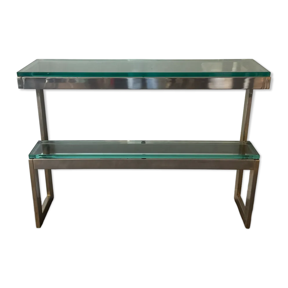 Console « G » par Belgochrom en laiton et verre des années 70