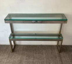 Console « G » par Belgochrom en laiton et verre des années 70