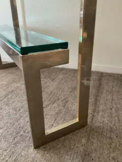Console « G » par Belgochrom en laiton et verre des années 70