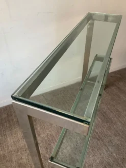 Console « G » par Belgochrom en laiton et verre des années 70