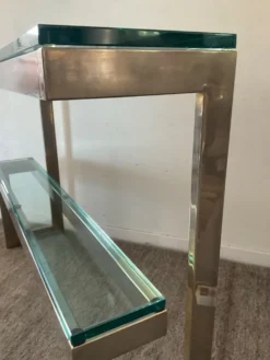 Console « G » par Belgochrom en laiton et verre des années 70