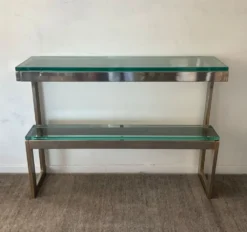 Console « G » par Belgochrom en laiton et verre des années 70
