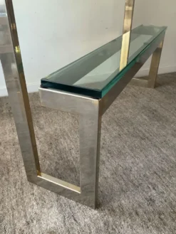 Console « G » par Belgochrom en laiton et verre des années 70