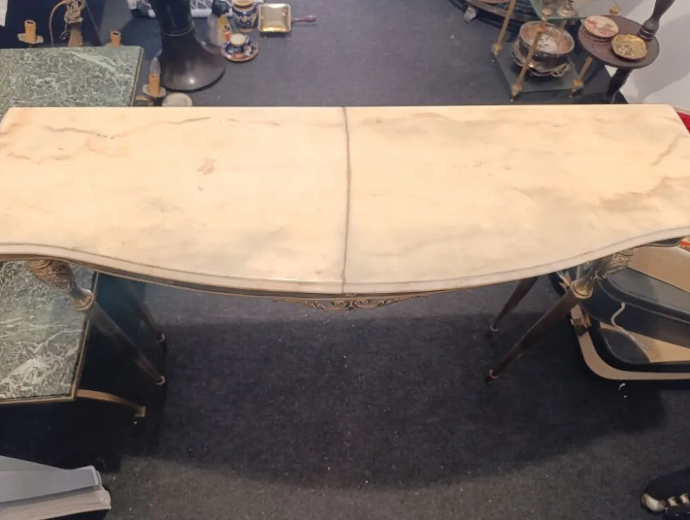 Console Mid-Century en Marbre et Laiton par Pier Luigi Colli – Italie,