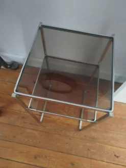 Console métal et verre vintage