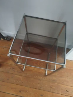 Console métal et verre vintage