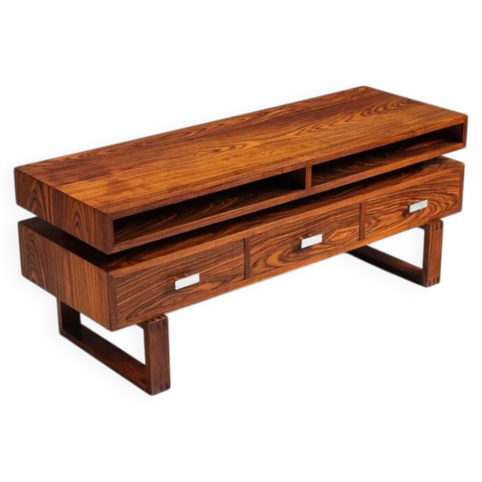Console multimédia flottante moderne du milieu du siècle en palissandre, Danemark, 1960