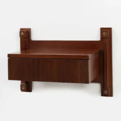 Console murale en bois avec des détails en laiton, Italie années 1960