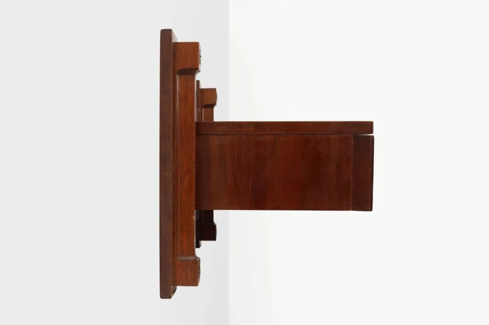 Console murale en bois avec des détails en laiton, Italie années 1960