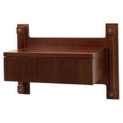 Console murale en bois avec des détails en laiton, Italie années 1960