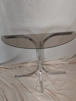 Console murale vintage 1970's verre et chrome
