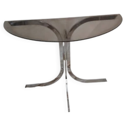 Console murale vintage 1970's verre et chrome
