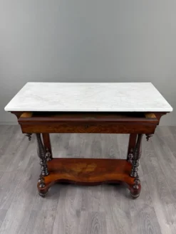 Console Napoléon III en acajou et marbre blanc, XIXe Siècle