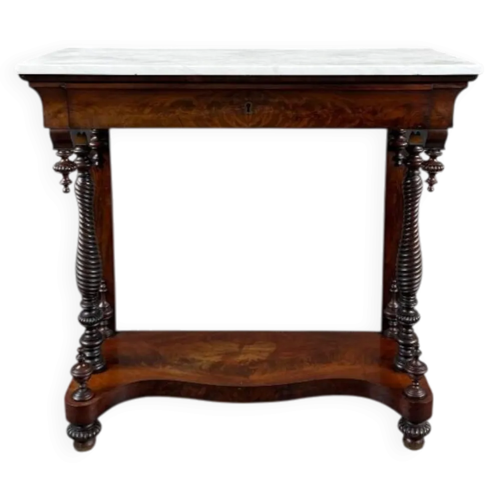 Console Napoléon III en acajou et marbre blanc, XIXe Siècle
