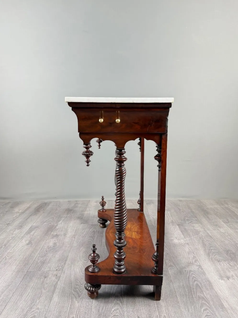 Console Napoléon III en acajou et marbre blanc, XIXe Siècle