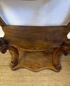 Console Napoléon III en noyer et marbre blanc