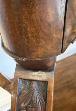 Console Napoléon III en noyer et marbre blanc
