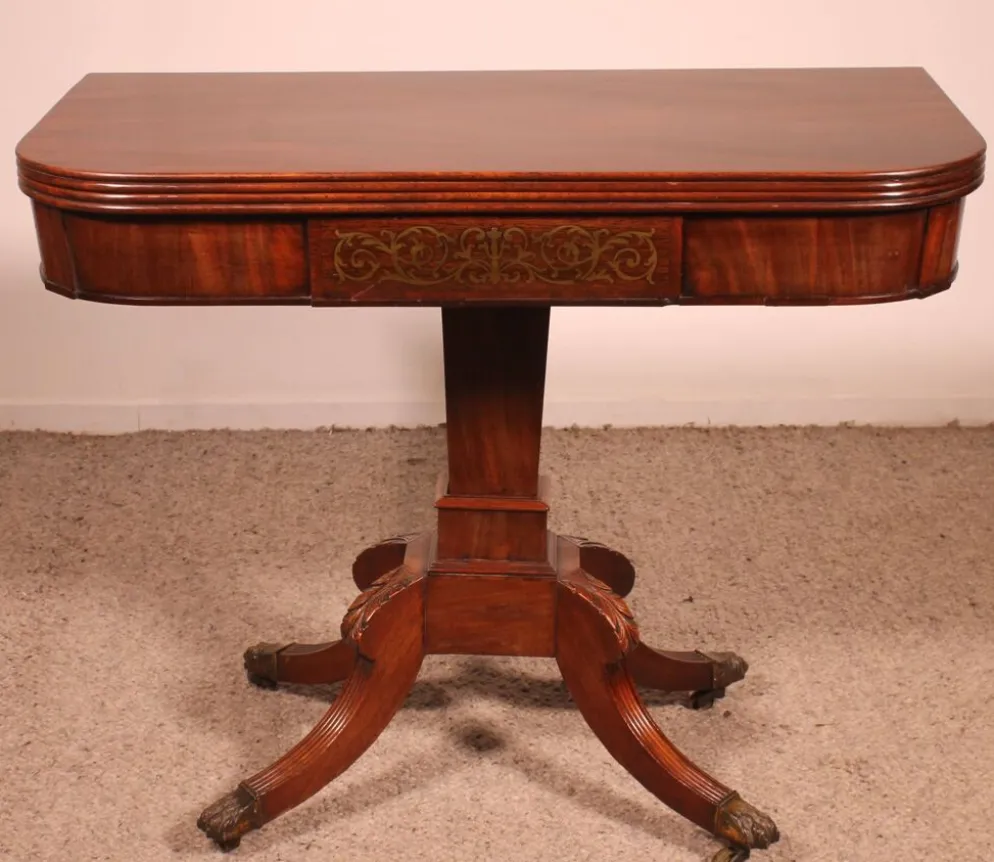 Console Ou Table à Jeux En Acajou d'époque Regency