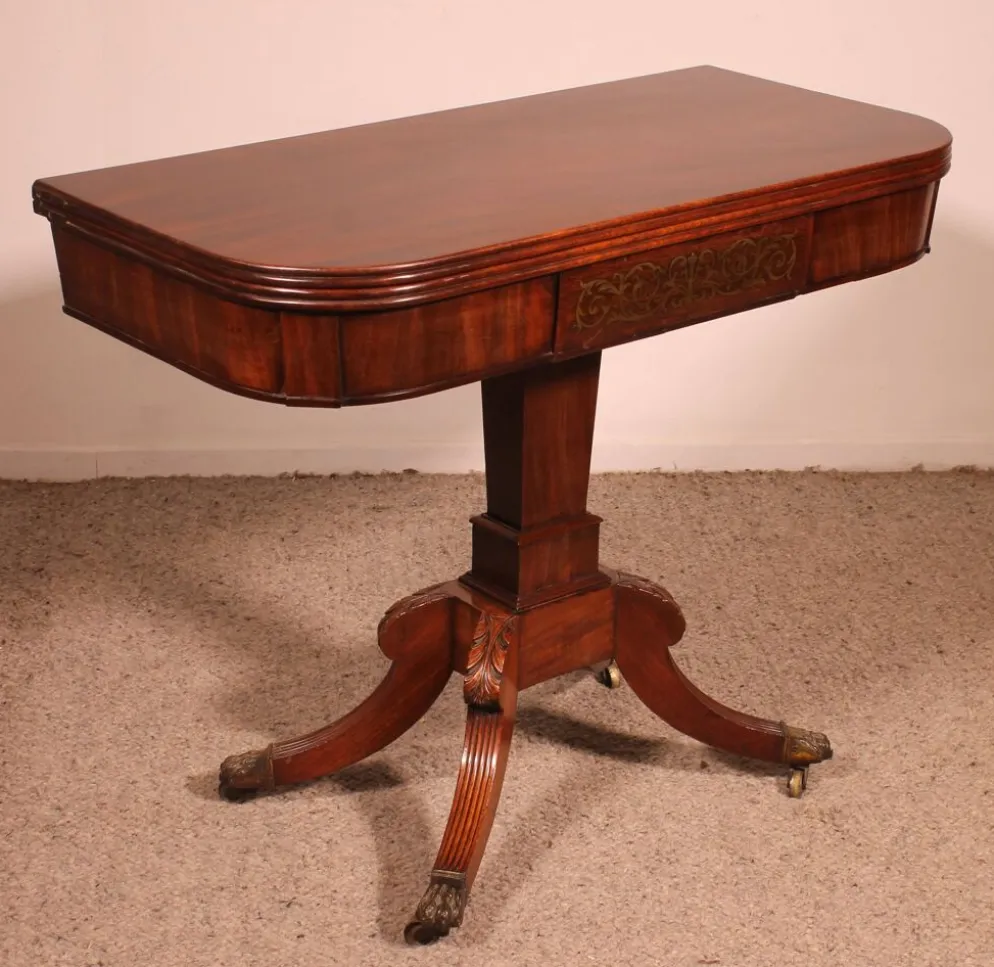 Console Ou Table à Jeux En Acajou d'époque Regency