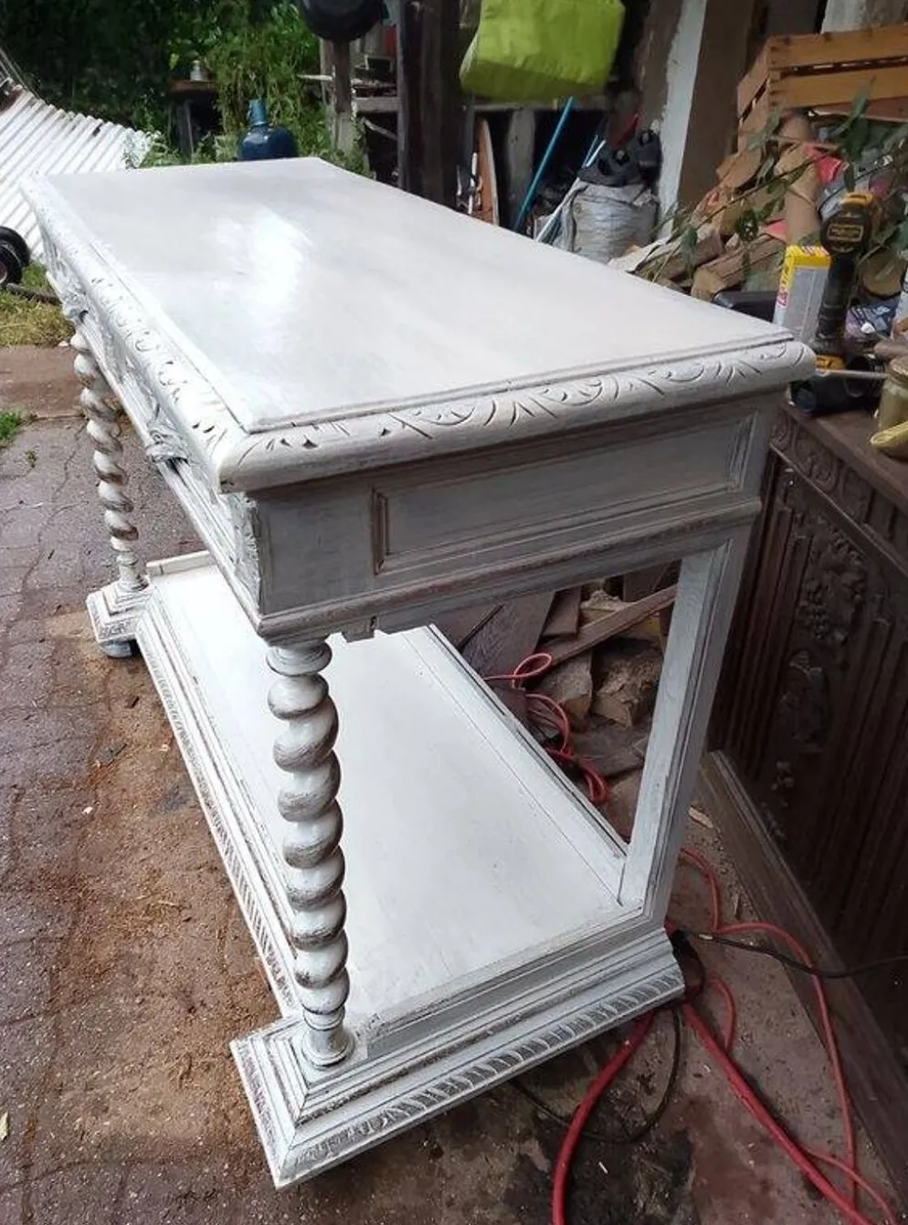 Console patinée blanc